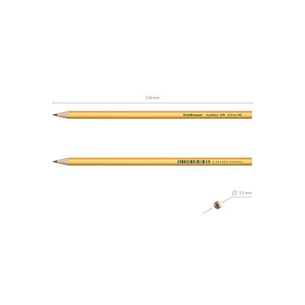 Карандаш ч/г HB ErichKrause Amber, шестигранный , HB (в тубусе )