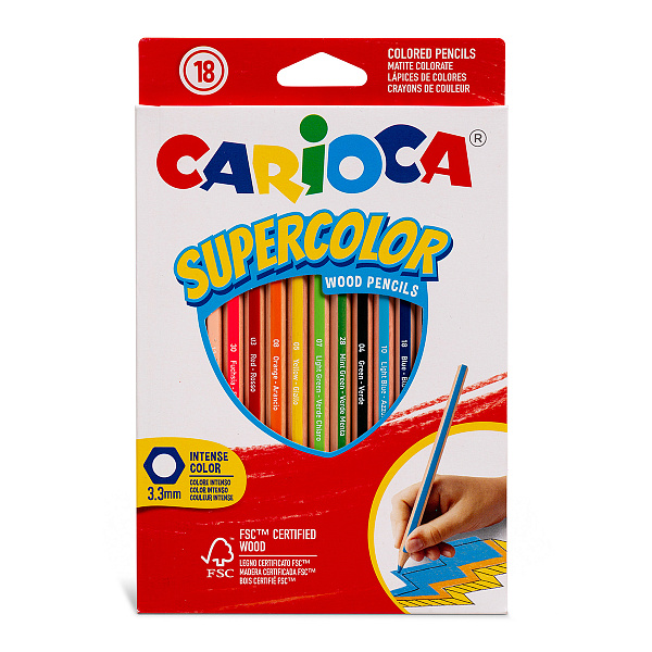 Карандаши 18 цв. Carioca   Supercolor   деревянные  заточенный