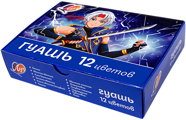 Гуашь 12 цветов по 15 мл. "Аниме" (синяя коробка)
