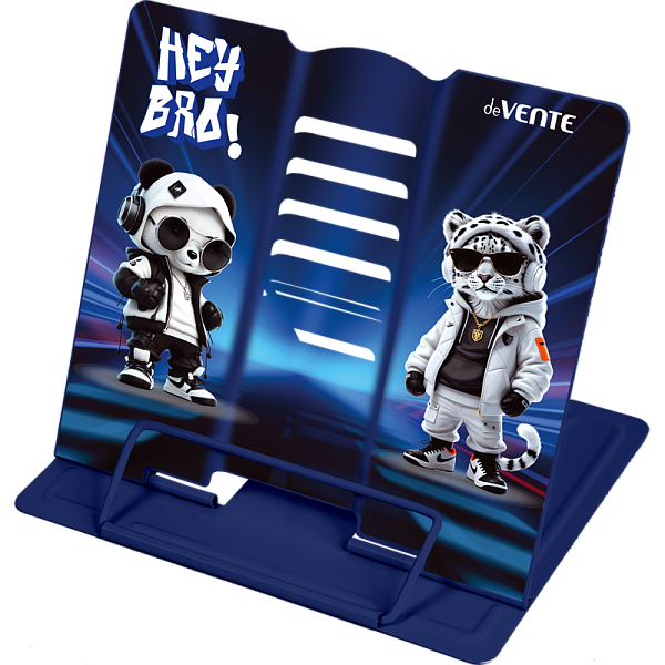 Подставка для учебников и книг "deVENTE. Hey Bro" 20x19 см, металлическая окрашенная, вес 430 г, с противоскользящими ножками, с полноцветным рисунком, в пластиковом пакете с европодвесом