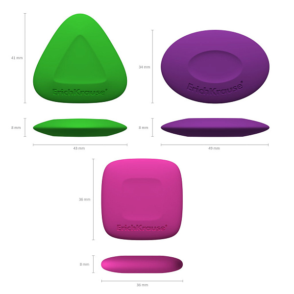 Ластик ErichKrause ABC (в блистере по 2 шт.)