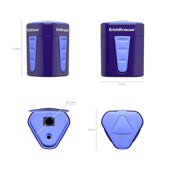 Точилка 1 отв. ErichKrause "3-TOUCH" пластиковая 