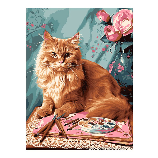 Картина по номерам холст на подрамнике 30*40 см "Кот-художник"