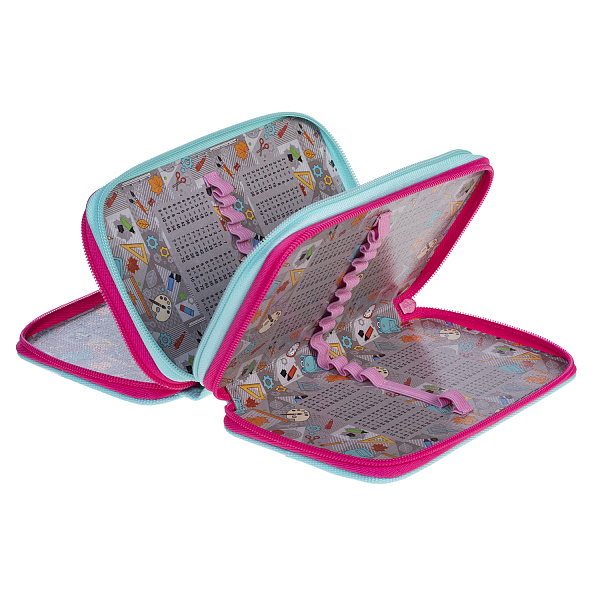 Пенал 3секц. д/дев. 190*110 Hatber "Sweets" с табл.умножения  на молнии глянц. ламин. в индив.упак.