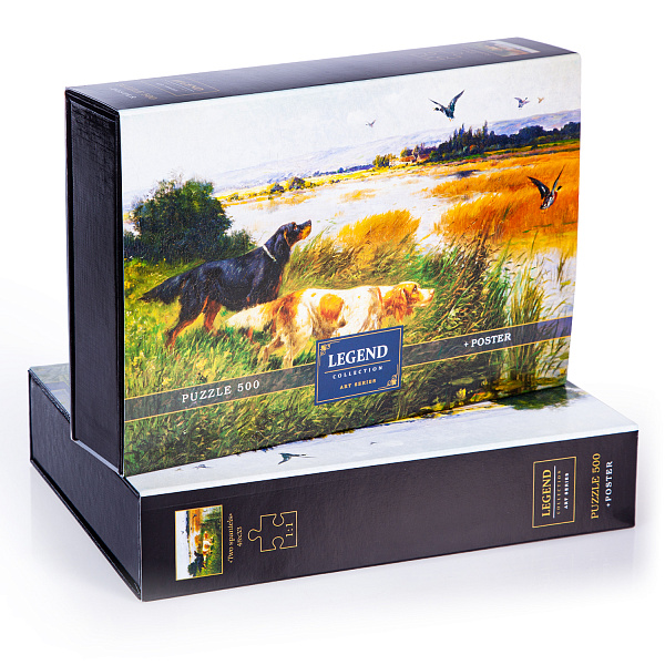Пазлы 500 эл. А2ф 480х330мм LEGEND ART Series "Два спаниеля" в подарочн. коробочке + Постер "Premium"