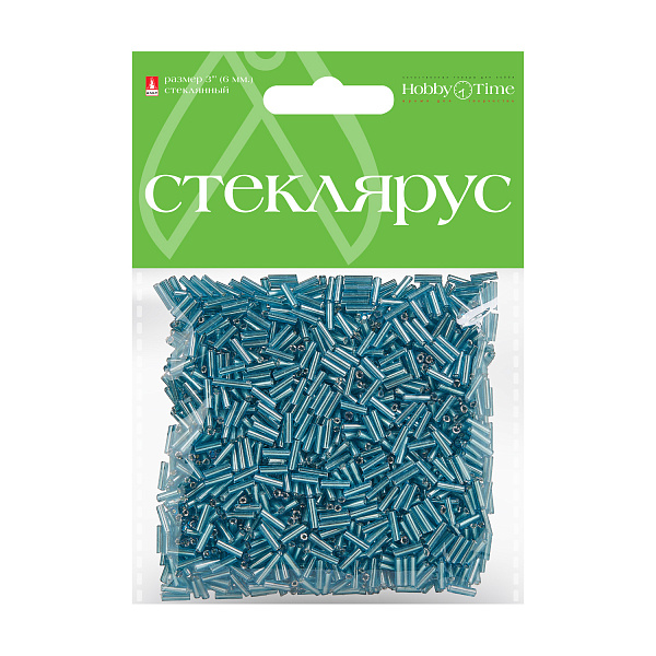 Стеклярус металлизированный, 6 мм, 60 гр, ГОЛУБОЙ, №3