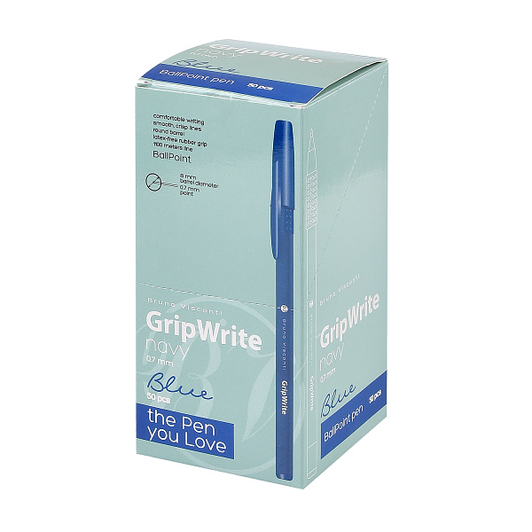 Ручка шариковая 0,7 мм "GripWrite Navy" СИНЯЯ