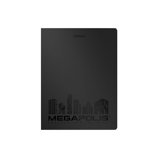 Папка 40ф пластиковая ErichKrause® MEGAPOLIS, A4 черный (в пакете по 4 шт.)