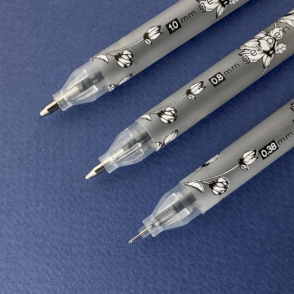 Набор ручек гелевых Sketch&Art "Uni Write.BLACK", 0.38 мм, 0.5 мм, 0.8 мм, 1.0 мм