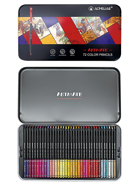 Карандаши 72 цв. ACMELIAE Blackwood Artmate в металлическом футляре