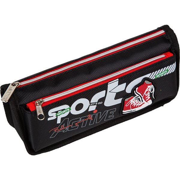 Пенал "deVENTE. Sport Boots" 21x8,5x7 см, прямоуг.для 60 пр.текстил. на молнии, с каучуковой аппликацией