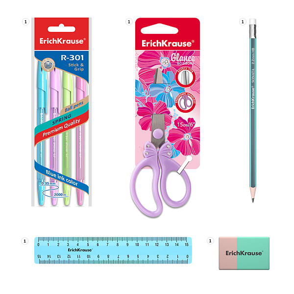 Набор настольный вращающийся ErichKrause® Mini Desk, Pastel, голубой