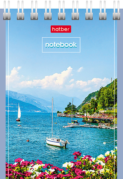 Блокнот А7 40 листов в клетку на гребне, "Великолепные пейзажи", обложка мелованный картон, 60 г/м2