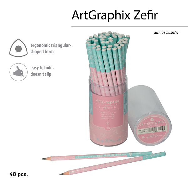 Карандаш ч/г HB "ArtGraphix. Zefir. Зефирные животные. Единорожки" (пластиковый корпус)