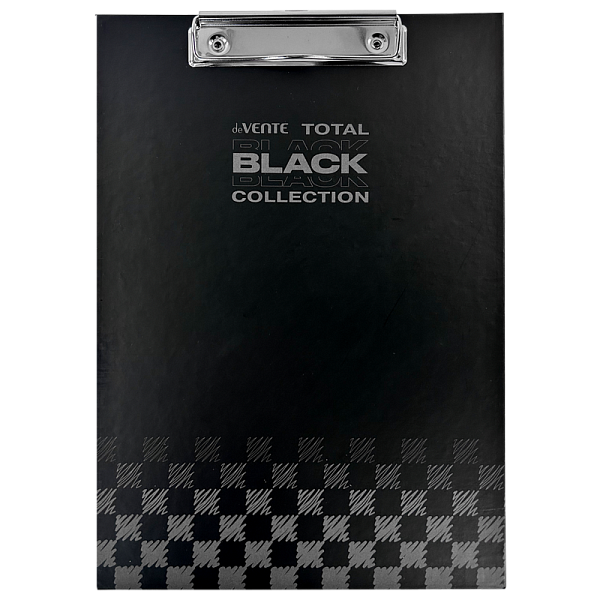 Планшет с зажимом "deVENTE. TOTAL BLACK" A4 картон толщина 2 мм, матовая ламинация, черная с дизайном, индивидуальная упаковка