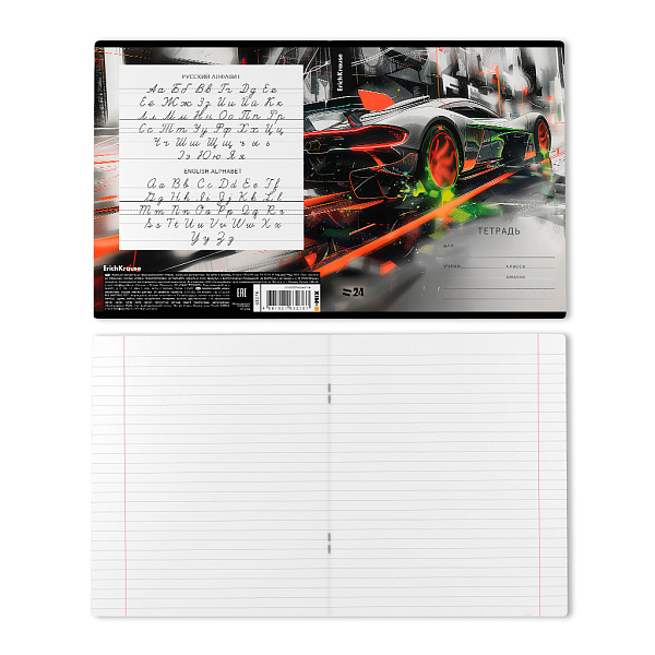 Тетрадь 24 л. лин. "Adrenaline Speed" ErichKrause (в плёнке по 10 шт.)_MIX-PACK