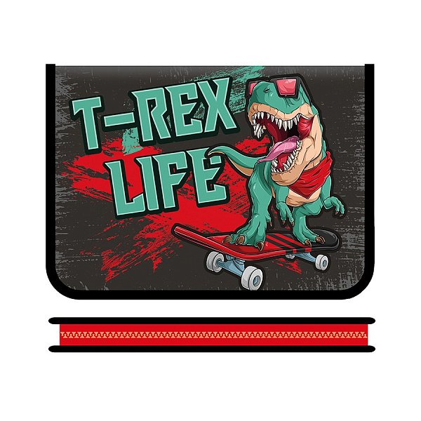 Папка для тетрадей А5 молния вокруг печать на пластике 230/180/25 "T-REX" 2023