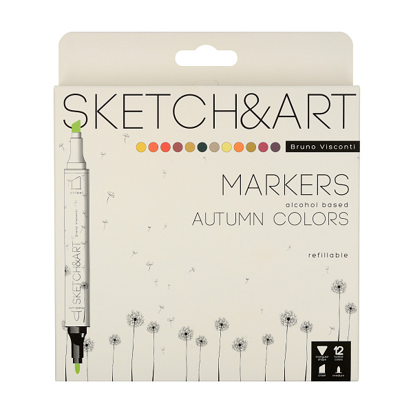 Набор скетч маркеров 12 цв. 2-х ст. "SKETCH&ART" ОСЕННИЙ ПЕЙЗАЖ