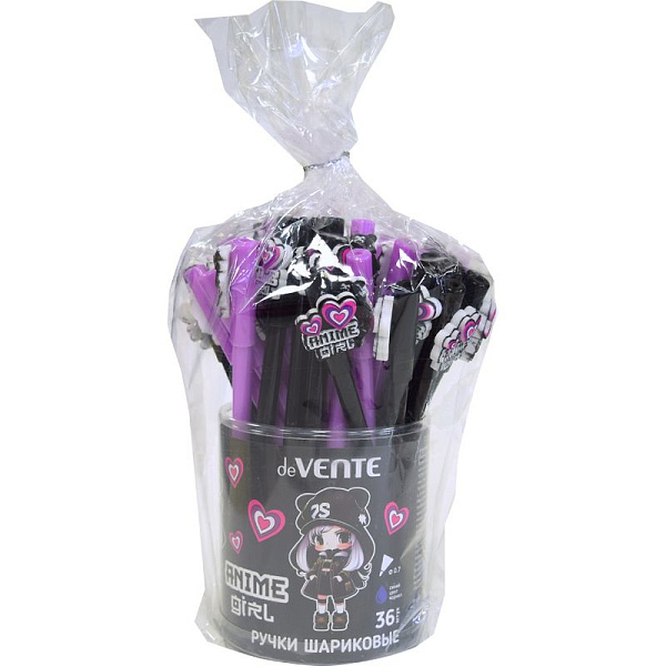 Ручка шариковая подарочная  d=0,7 мм "deVENTE. Anime Girl" синие чернила, декоравтивн элемент 