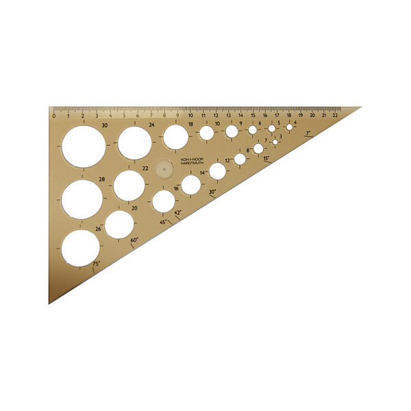 Треугольник 60гр, 22см, с шаблонами окружностей