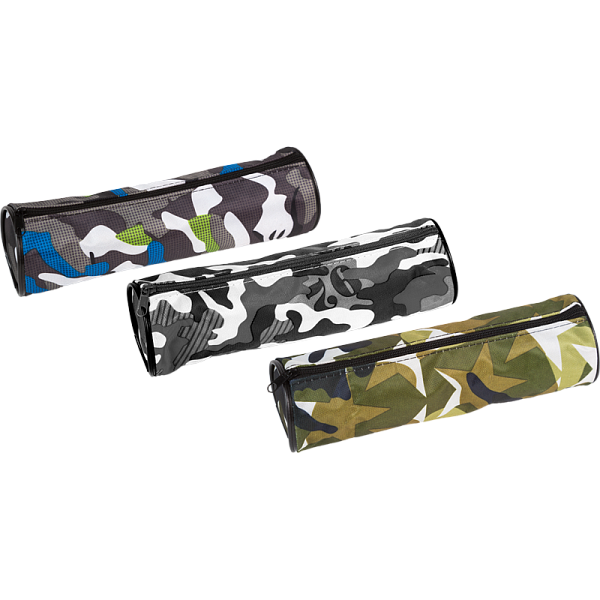 Пенал "Attomex. Power" 21x6x6 см, круглый для 55 пр., на молнии, текстильный с рисунком, ассорти 3 д