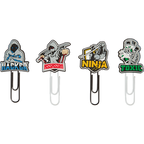 Набор закладок-скрепок "deVENTE. SuperHero" металлические овальные цветные 50 мм с элементами декора, в блистерной упаковке, ассорти 4 дизайна