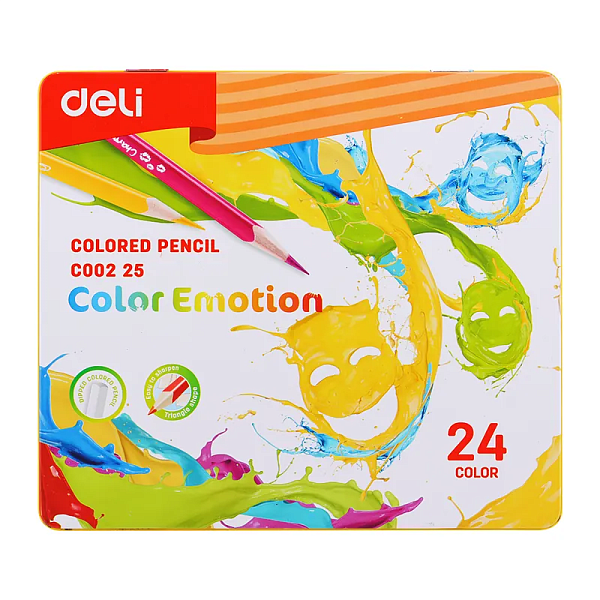 Карандаши 24 цв. Deli Color Emotion липа мет.кор.