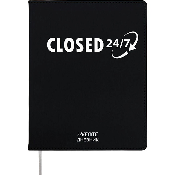 Дневник 1-11 кл. 48 л. "deVENTE. Closed 24/7" 80 г/м² бел.бум.,гибкая.обл искусств.кожа,шелкография