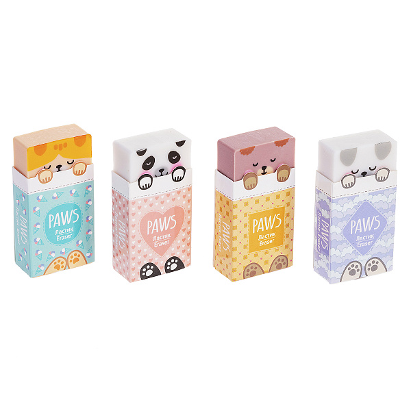 Ластик Hatber Paws/Лапки PVC  24шт в картонной Дисплей-витрине
