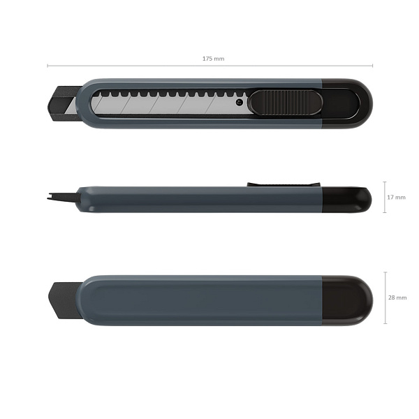 Нож канцелярский 18 мм ErichKrause Butterfly Classic,  с автоматической фиксацией лезвия, серый (в блистере по 1 шт.)
