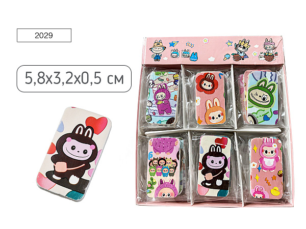 Ластик фигурный ЗУБАСТИК, термопластичная резина, 5.8*3.2*0.5 см, фигурный, 4 дизайна, ОПП-упаковка / картонный дисплей