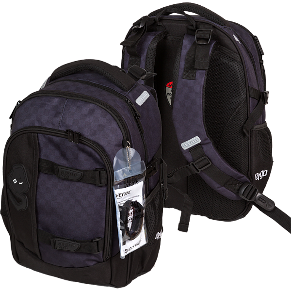 Рюкзак "deVENTE. Ergo. Super Spy" школьный 39x28x20 см (18 л) 600 г, 2 отделения на молнии, одно с уплотненным отделением для ноутбука до 15 дюймов и книг и карманом для учебников, второе с органайзером и карабином для ключей, передний карман на молн