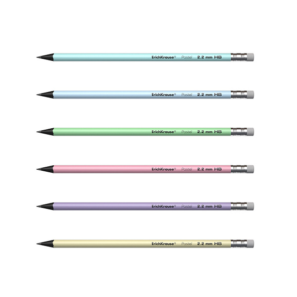 Карандаш ч/г HB ErichKrause JOY® Pastel, пластиковый  круглый, с ластиком, (в тубусе)