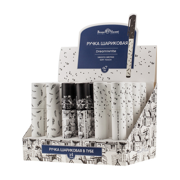 РУЧКА "DreamWrite.  Черно-белая романтика" ШАРИКОВАЯ 0.7 ММ, СИНЯЯ, 3 ВИДА (10129060/170220/0012867,КИТАЙ)