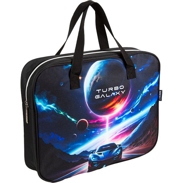 Папка для тетрадей, ИЗО и технологии "deVENTE. Turbo Galaxy" A4 (36x28x8 см), плотный износостойкий полиэстер с водоотталкивающей пропиткой, отделение на молнии с внутренним карманом, с текстильными ручками увеличенной длины 28 см, с текстильным расш
