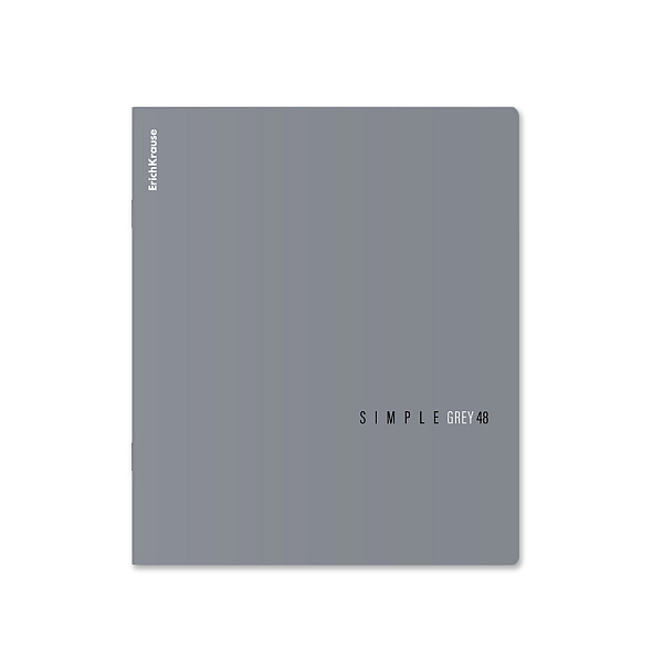 Тетрадь общая ученическая ErichKrause Simple Color, серый, 48 листов, клетка, ламинация soft-touch+выборочный УФ-лак