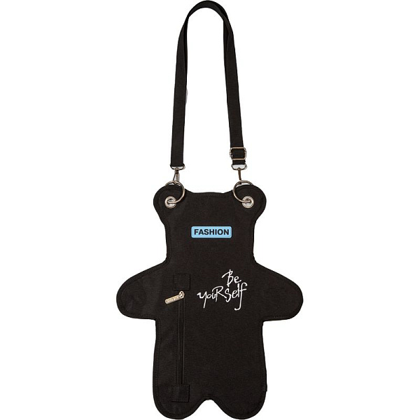 Сумка через плечо "deVENTE. Fashion Bear" 36x45x4 см, текстильная, 1 отделение на молнии, 1 передний карман на молнии регулируемые лямки длиной 125 см, 2 варианта крепления лямок