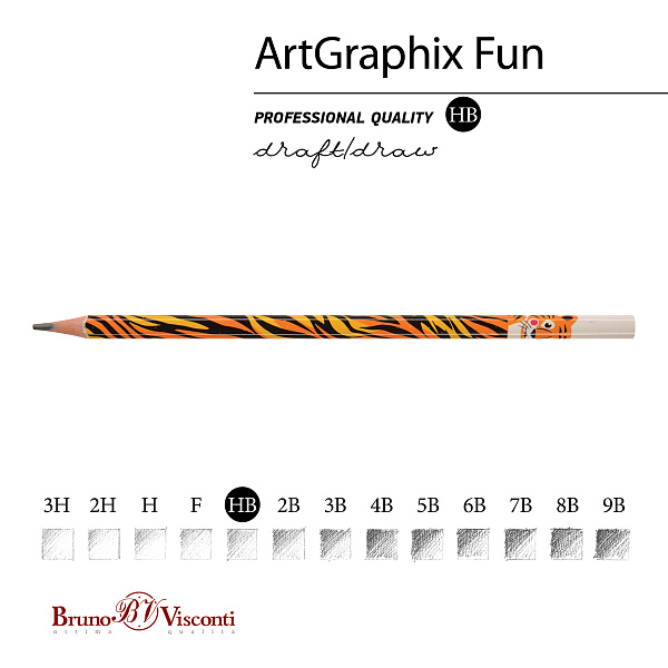КАРАНДАШ ЧЕРНОГРАФИТОВЫЙ "ArtGraphix. Fun. Тигр" НВ (пластиковый корпус) (10129060/310719/0019114,КИТАЙ)