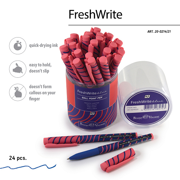 Ручка шариковая 0,7 мм "FreshWrite. Зебра" СИНЯЯ 