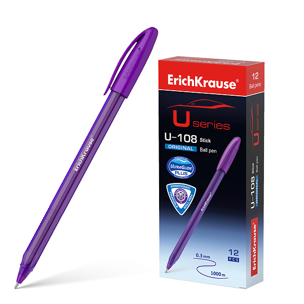 Ручка шариковая ErichKrause® U-108 Original Stick 1.0, Ultra Glide Technology, цвет чернил фиолетовый (в коробке по 12 шт.)