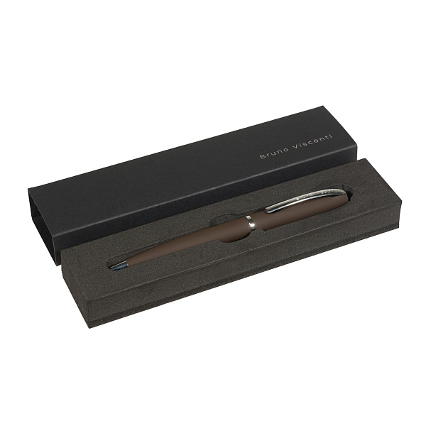 Ручка "SIENNA" в подарочном футляре, 1.0 ММ, СИНЯЯ (корпус коричневый, футляр черный)