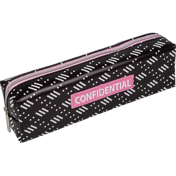 Пенал "deVENTE. Confidential" 21x5x4,5 см, прямоуг.для 30 пр.матовая иск.кожа с дизайном, на молнии