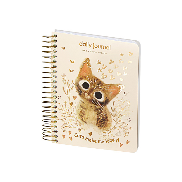 Ежедневник недат А6 136 л. НА ЗОЛОТОМ ГРЕБНЕ «CUTE DIARY» BV, "МИЛЫЙ КОТИК"