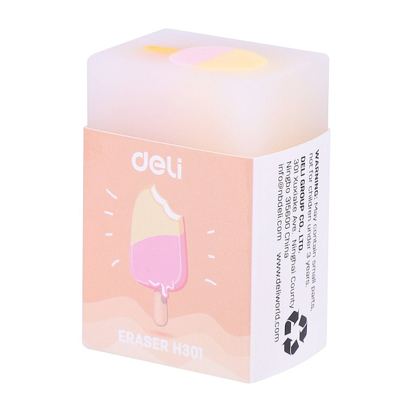 Ластик Deli прямоугольный 38х25х17мм ассорти индивидуальная картонная упаковка