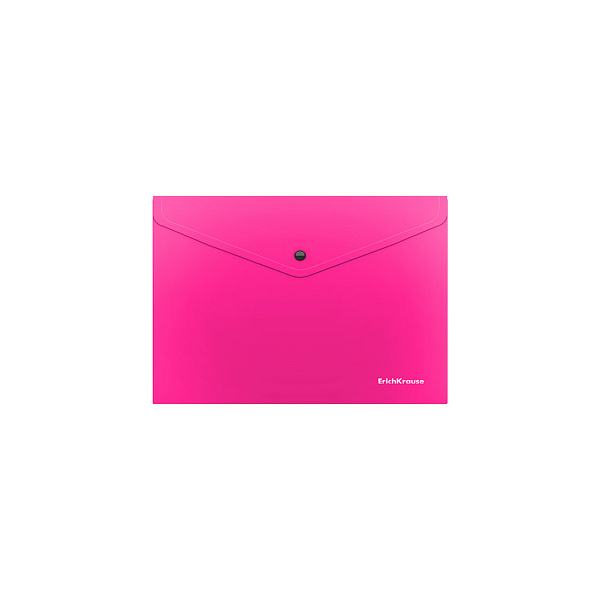 Папка-конверт на кнопке пластиковая  ErichKrause® Glossy Neon, полупрозрачная, A5+, ассорти (в пакете по 12 шт.)