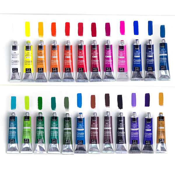 Гуашь 24 цвета по 12 мл. Малевичъ, в тюбиках