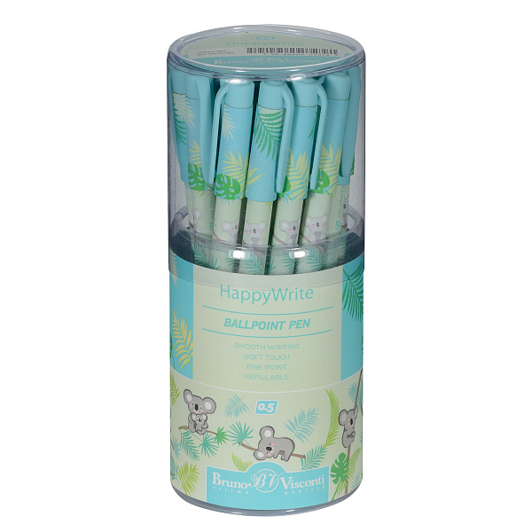 Ручка шариковая 0,5 мм "HappyWrite.Sweet Animals.Коалы-очаровашки.СИНЯЯ 