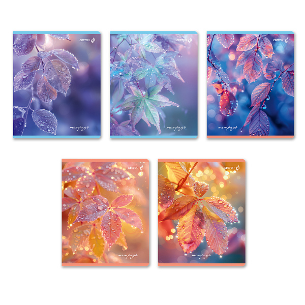 Тетрадь 48 л. кл. "Капли росы" выборочный лак, A5 на скобе 65 г/кв.м, белизна 100 % 01490 "Светоч"