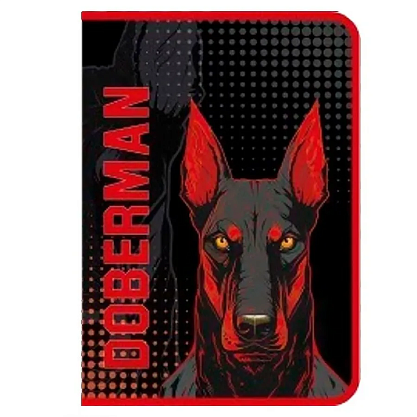 Папка для труда А4 молния вокруг, печать на пластике 325/230/25 "DOBERMAN" 2024