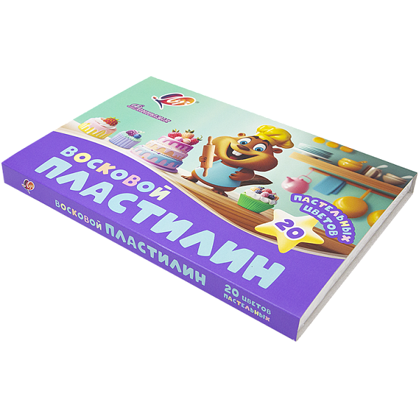 Пластилин 20 цв. Луч восковой "Фантазия", пастельный,